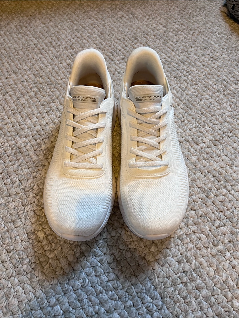 Skechers Men's All-White Knit Athletic Sneakers